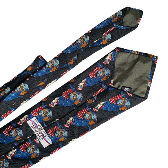 American Pop Uncle Sam Sitting On Top Of The World 100% Silk Tie 58" - Picture 6 of 8